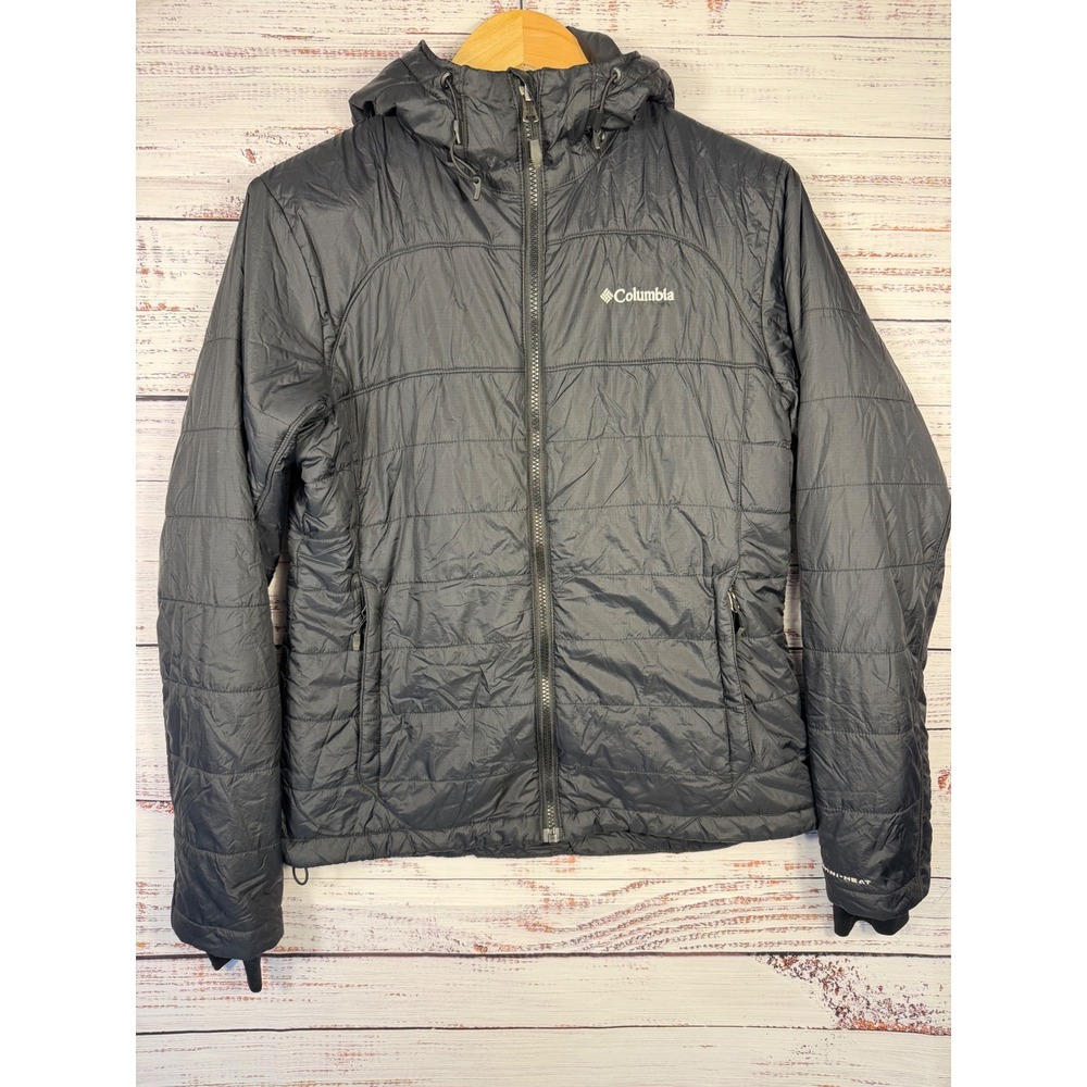 Columbia Shimmer Flash Jacket Women M Black Omni Heat Hooded Insulated WL5497